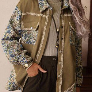 Casual Women's colorblock floral print Western jacket